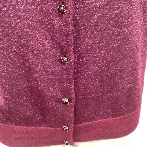 Talbots Sparkle‎ Metallic & Plum Cardigan Sweater Size Medium - Picture 6 of 8